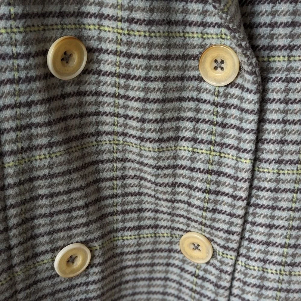 Free People Double Breasted Liberty Plaid Wool Blend Duster Coat Sz S NWOT